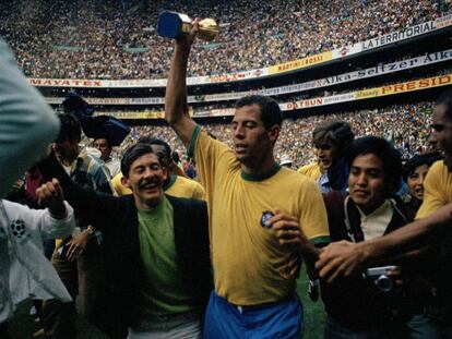 O capit&atilde;o Carlos Alberto, na Copa de 1970. 