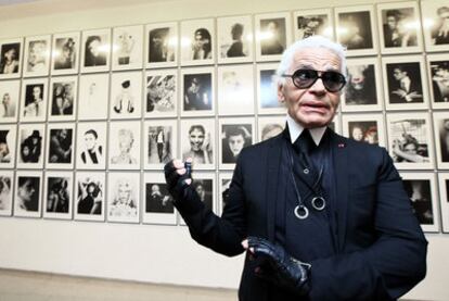 Karl Lagerfeld, ayer durante la presentación de su exposición fotográfica.