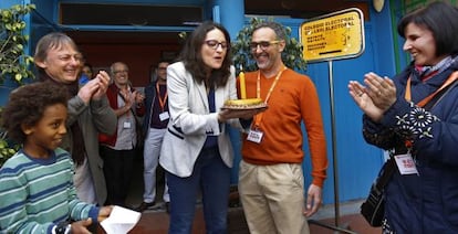 Mónica Oltra, tras votar en Valencia.