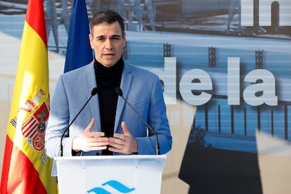 El presidente del Gobierno, Pedro Sánchez, durante su visita este sábado.