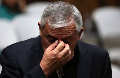 El expresidente Otto P&eacute;rez Molina en la sala de vistas del Supremo guatemalteco.