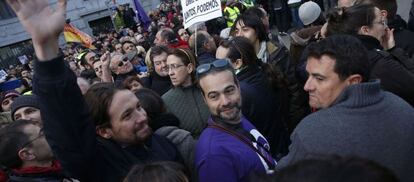 Pablo Iglesias, lider de podemos a su llegada.