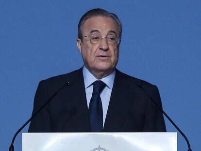 Florentino P&eacute;rez durante la Asamblea. 