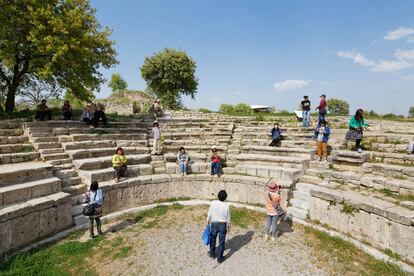 Restos del odeón romano de la antigua ciudad de Troya, al oeste de Turquía.