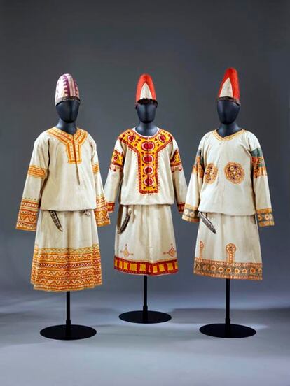 Vestuario de La consagración de la primavera, basado en un diseño de Nicholas Roerich, 1913.