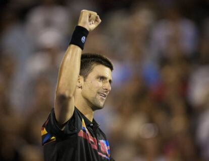 Djokovic celebra su victoria en Montreal.