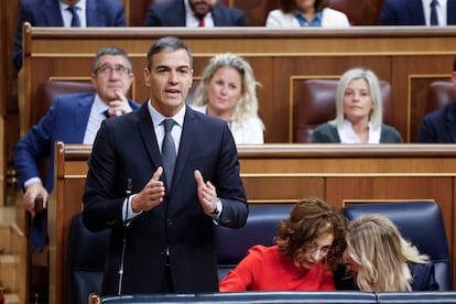 El presidente del Gobierno, Pedro Sánchez, este miércoles en el Congreso.