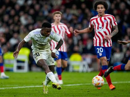 Vinicius marca ante el Atlético en el duelo de cuartos de final de la Copa que acabó con victoria del Madrid por 3-1, el día 26.