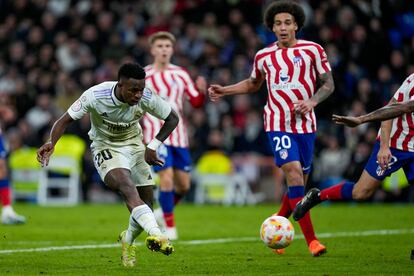 Vinicius marca ante el Atlético en el duelo de cuartos de final de la Copa que acabó con victoria del Madrid por 3-1, el día 26.