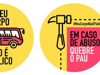 Adesivos da campanha do tumblr #MeuCorpoNãoÉPúblico.