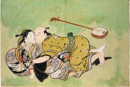 Acto sexual entre un hombre y una Geisha