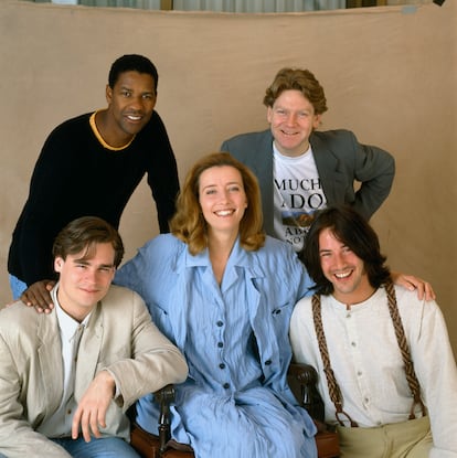 The cast of 'Much Ado About Nothing': Denzel Washington, Kenneth Branagh, Keanu Reeves, Emma Thompson and Robert Sean Leonard.