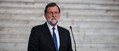 Rajoy durante una rueda de prensa con su homólogo búlgaro en Sofía.