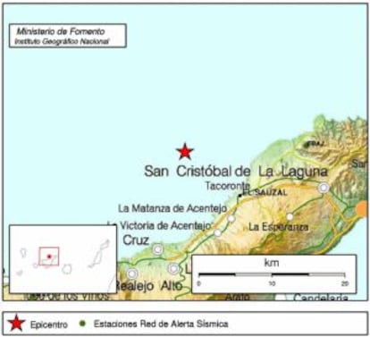 Epicentro del seísmo de magnitud 3,8.