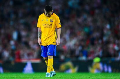 Messi, después de que su equipo encajara uno de los goles.