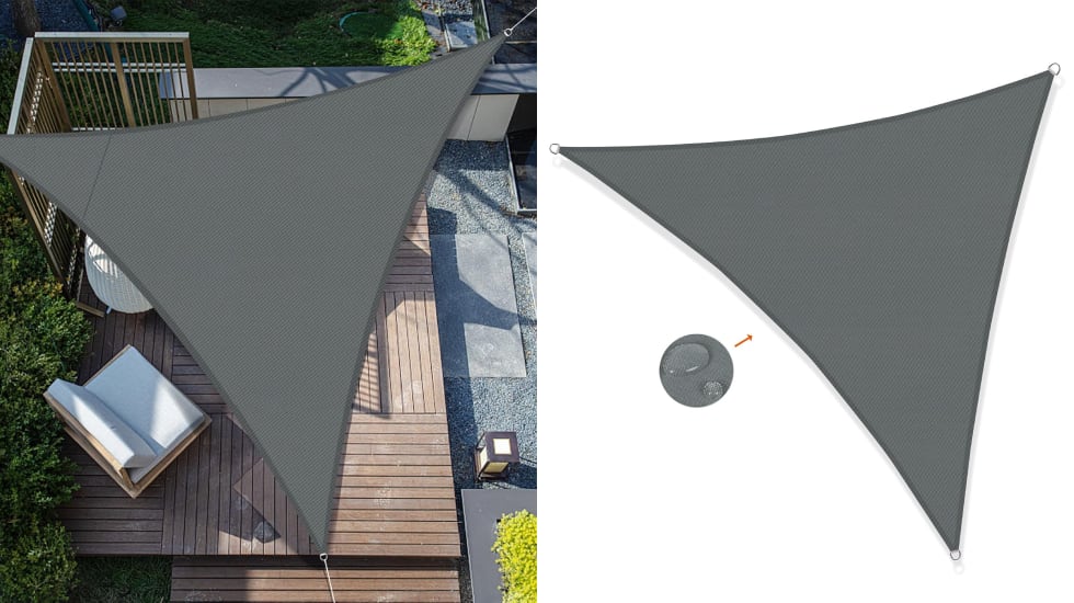 Este toldo de vela se presenta en varias tallas y colores.