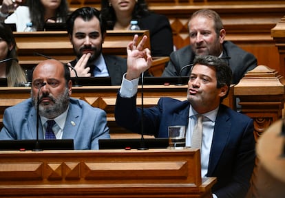 André Ventura, líder de Chega, durante el debate del Estado de la Nación en Lisboa.