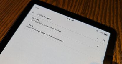 Opciones de color en el Kindle ColorSoft