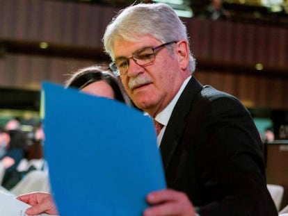 Alfonso Dastis antes de su intervenci&oacute;n en la UNESCO, la pasada semana. 