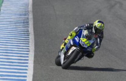 Rossi, durante los entrenamientos en Jerez.