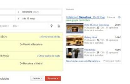 Ejemplo de publicidad en Google Flights.