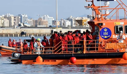 A Maritime Rescue vessel after a mission in the western Mediterranean in December.