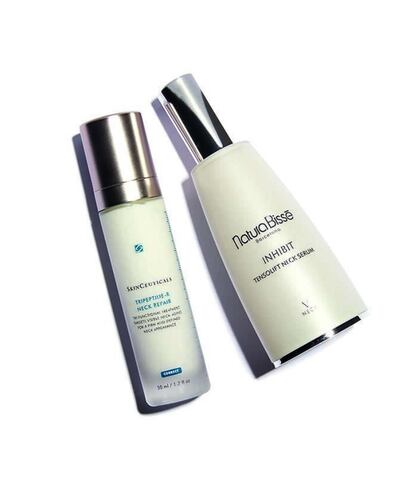 Tripeptide-R Neck Repair de Skinceuticals (119 €) e Inhibit Tensolift Neck Serum de Natura Bissé (285 €).