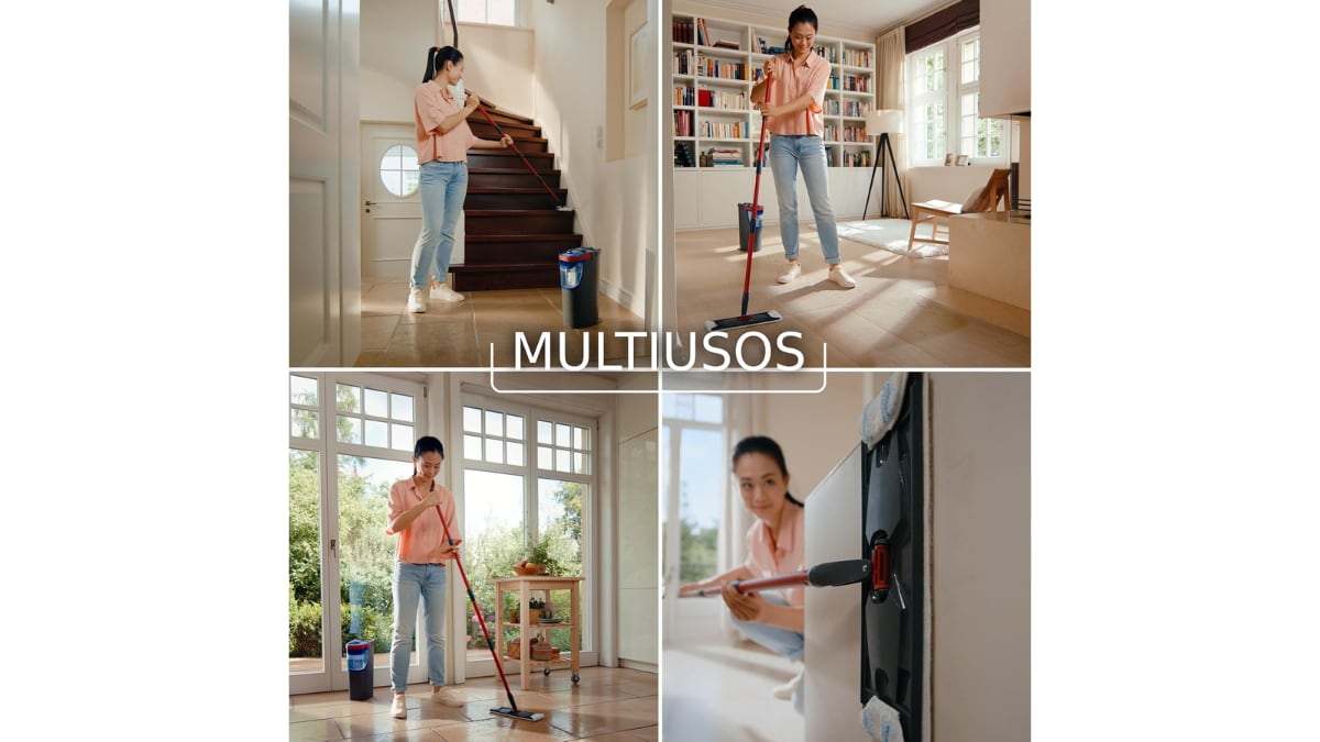Esta mopa se puede usar para limpiar diferentes superficies.