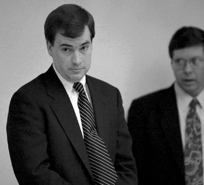 Michael Griffin, acusado del homicidio del médico abortista David Gunn, durante un momento del juicio en Pensacola (Florida), el 1 de marzo de 1994.