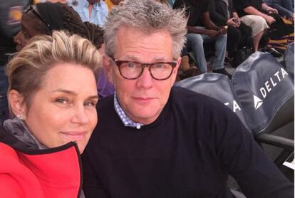 Yolanda y David Foster en un partido de los Lakers el pasado mes.