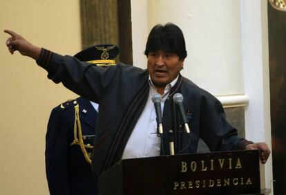 Evo Morales en un evento p&uacute;blico. 
