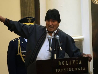 Evo Morales en un evento p&uacute;blico. 