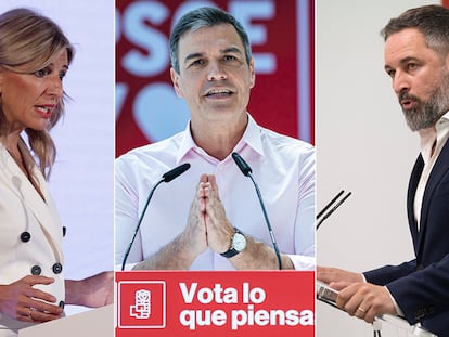 Yolanda Díaz, Pedro Sánchez y Santiago Abascal.