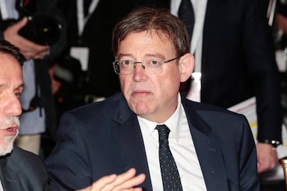 Ximo Puig, ayer en los Premios Carles Ferrer Salat, en Barcelona.