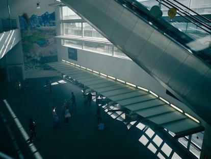 Rodaje de un anuncio de Colgate en el pabellón 14 de Ifema, simulando una estancia del aeropuerto.