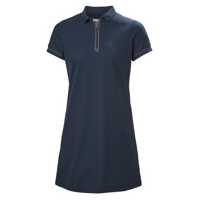 Helly Hansen te propone este vestido con cuello de polo inspirado en los deportes náuticos y confeccionado con un tejido que aprovecha los plásticos reutilizados.