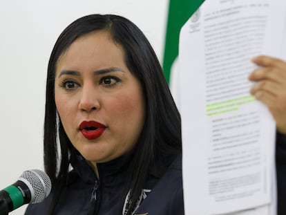 La alcaldesa de Cuauhtémoc, Sandra Cuevas, esta semana durante una comparecencia.