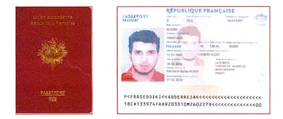 Imagen del pasaporte falso francés intervenido a Seddiki.