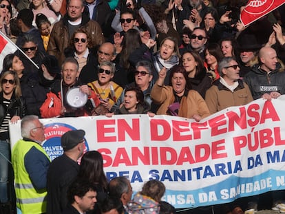 Manifestación del pasado 12 de febrero en Santiago en defensa de la sanidad pública.