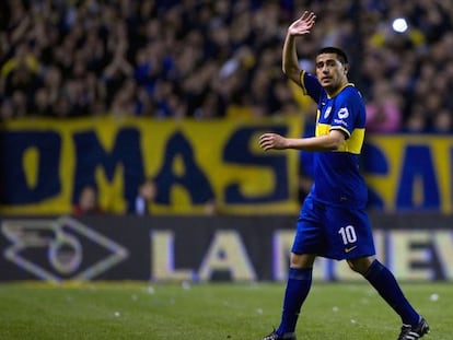 Juan Román Riquelme, con Boca, en septiembre de 2013