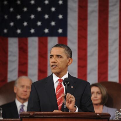 Obama pronuncia su discurso sobre el Estado de la Unión en la Cámara de Representantes.