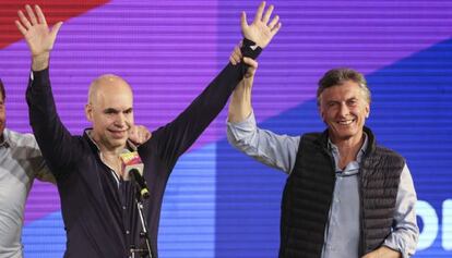Rodr&iacute;guez Larreta y Macri festejan su victoria en Buenos Aires. 