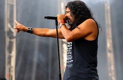 El cantante, en un concierto en Villana (Valencia), en el Festival Leyendas del Rock de 2018. 