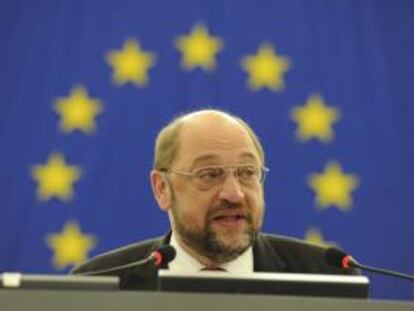 Fotografía tomada el pasado 15 de enero en la que se registró al presidente del Parlamento Europeo, Martin Schulz, quien afirmó que el acuerdo de asociación "intensificará el comercio que aporta bienestar" a todos los países. EFE/Archivo