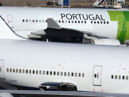 Aviones de la l&iacute;nea a&eacute;rea Tap en Sao Paulo.