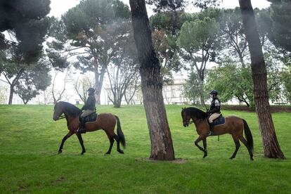 La Guardia Real a caballo, en el parque del Oeste, esta semana.