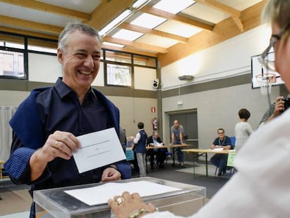 Iñigo Urkullu, este domingo, en Durango (Bizkaia).