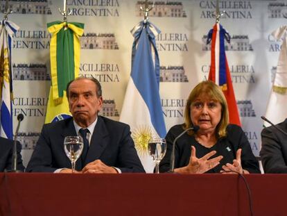 Los ministros de Exteriores de los pa&iacute;ses miembros de Mercosur, en abril en Buenos Aires.