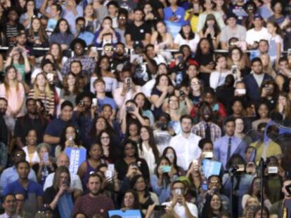 El presidente de EE UU, Barack Obama, en un mitin de apoyo a la candidata demócrata Hillary Clinton en Florida.