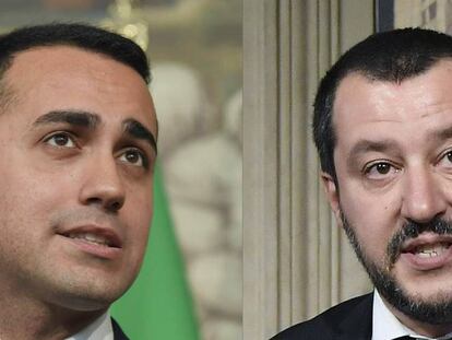 El l&iacute;der de 5 Estrellas, Luigi Di Maio y el de la Liga Norte, Matteo Salvini